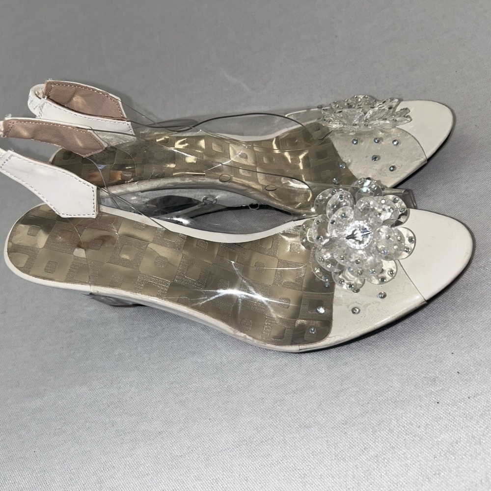 Womens Clear Slingback Red Bottoms US‎ Size 5 Wedges 230